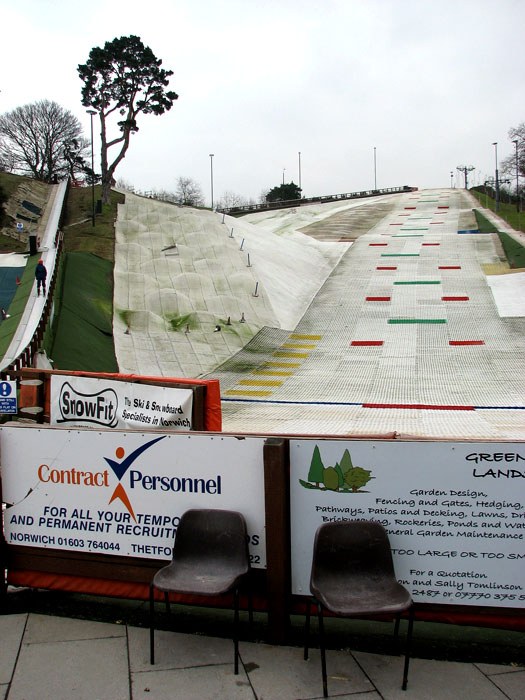 Norfolk Snowsports Club - outdoor synthetic ski slope. Photo: Evelyn Simak. Archive image; resized.